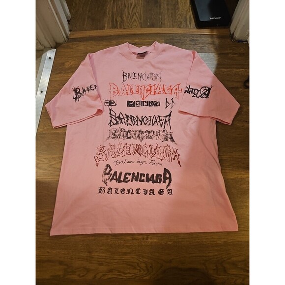 Balenciaga DIY Metal Oversized T-Shirt Men's Large Pink Double Sided JT91